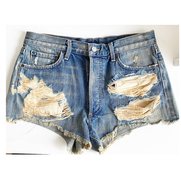AGOLDE Distressed High Waisted Shorts - Picture 5 of 6